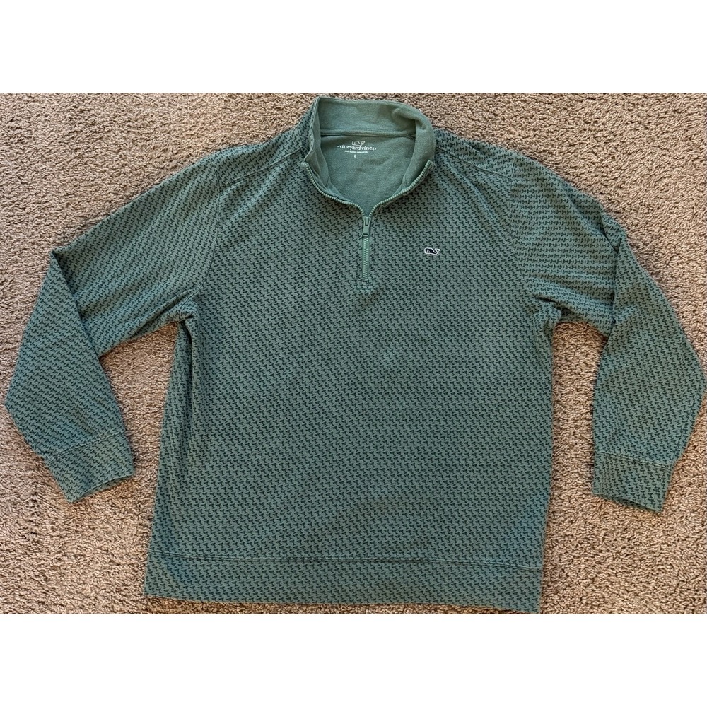 Vineyard Vines Sweater Green 1/4 Saltwater Sweatshirt Martini Glass Men's L